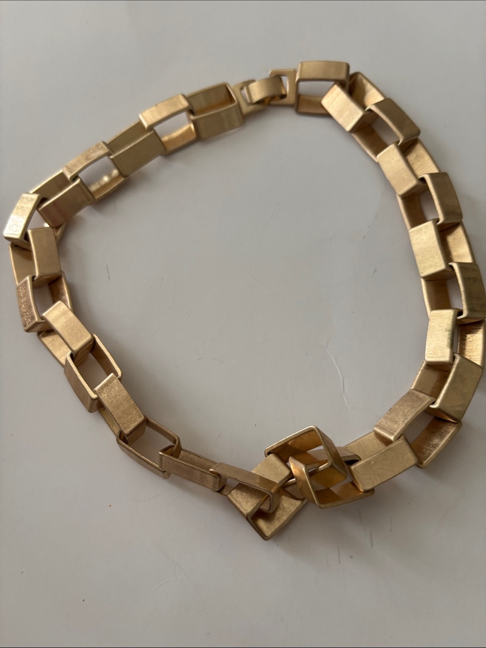 Matte Gold Rectangular Link Necklace for Women